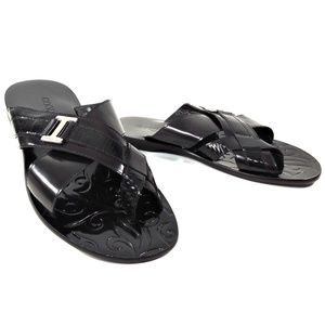 GOODMAN 🇮🇹 MEN'S BLACK LEATHER FLAT SUMMER SANDALS